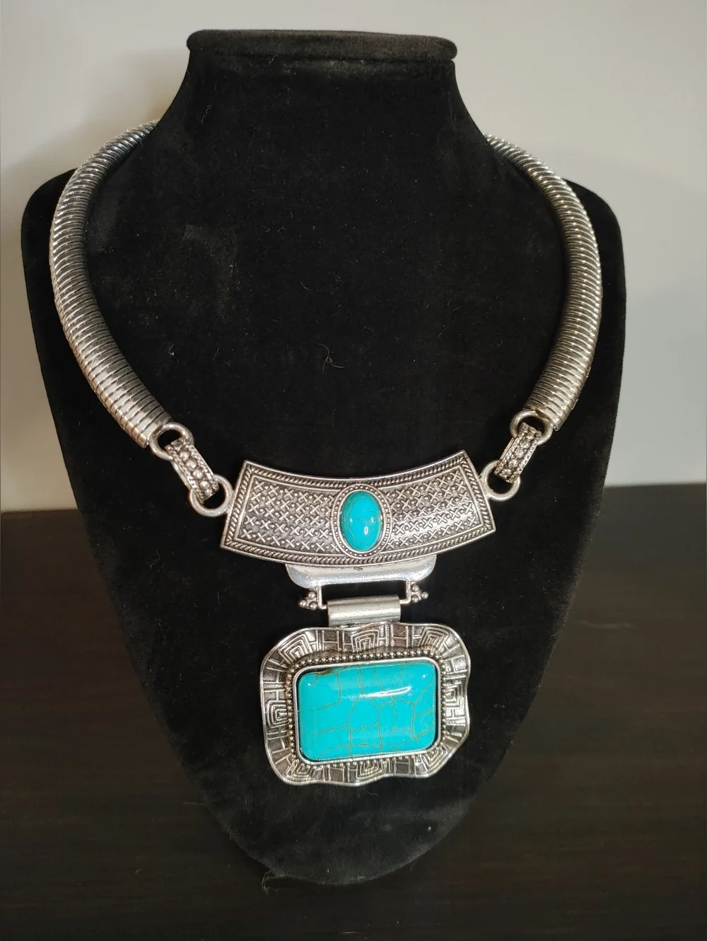 Silver and Turquoise Statement Necklace